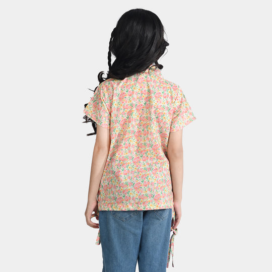 Girls Cotton Poplin Casual Top Baby Floral-Multi