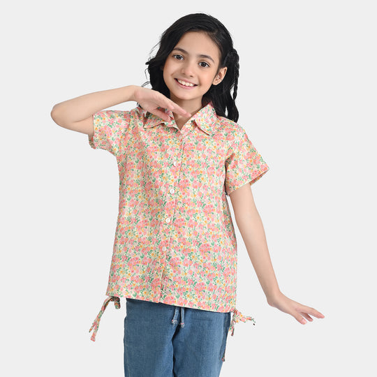 Girls Cotton Poplin Casual Top Baby Floral-Multi