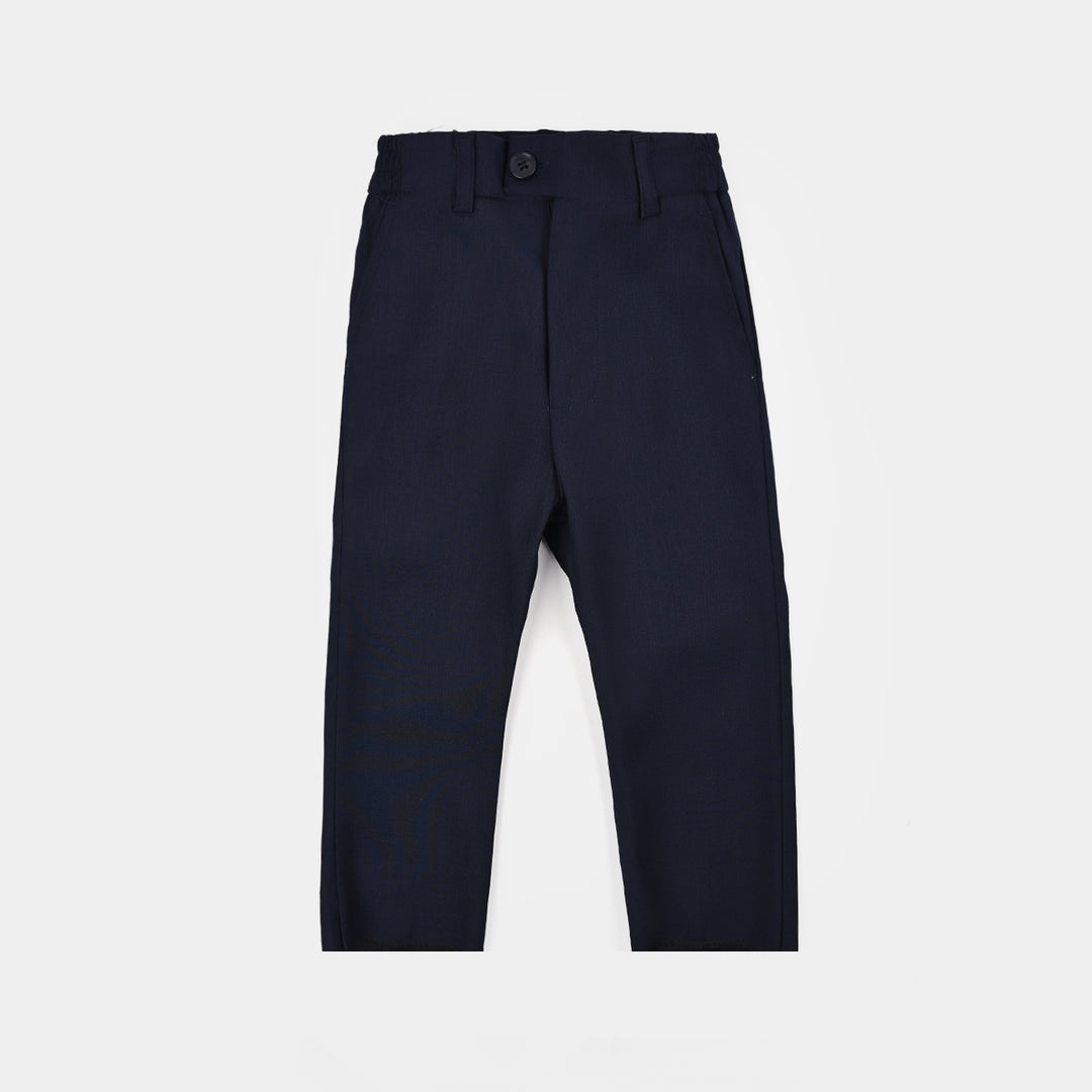 Boys Cotton, Polyester Coat Pant-Navy Blue