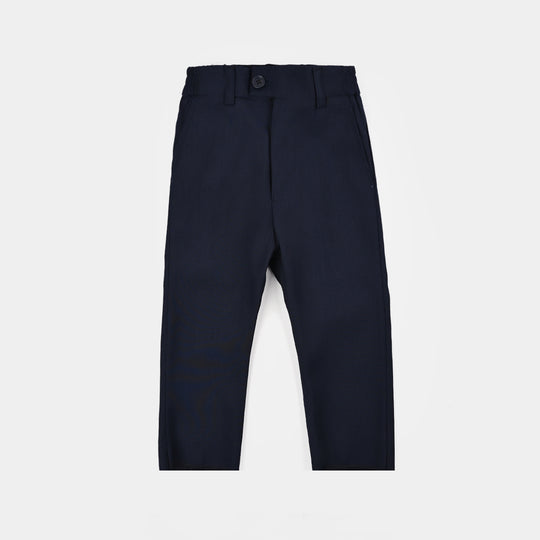 Boys Cotton, Polyester Coat Pant-Navy Blue