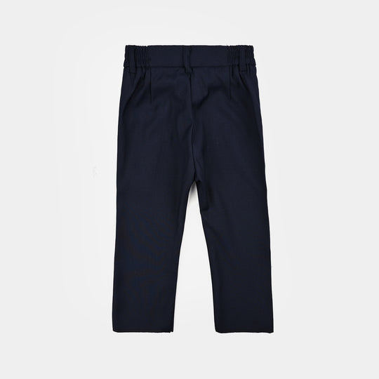 Boys Cotton, Polyester Coat Pant-Navy Blue