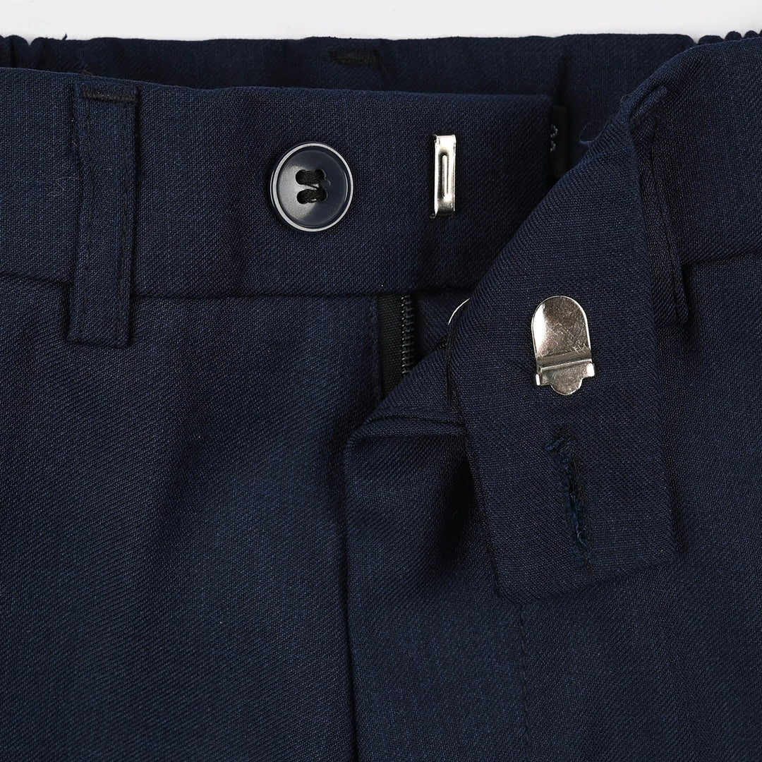 Boys Cotton, Polyester Coat Pant-Navy Blue