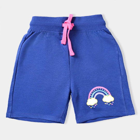 Infant Girls Cotton Terry Knitted Short Rainbow-N.Peony