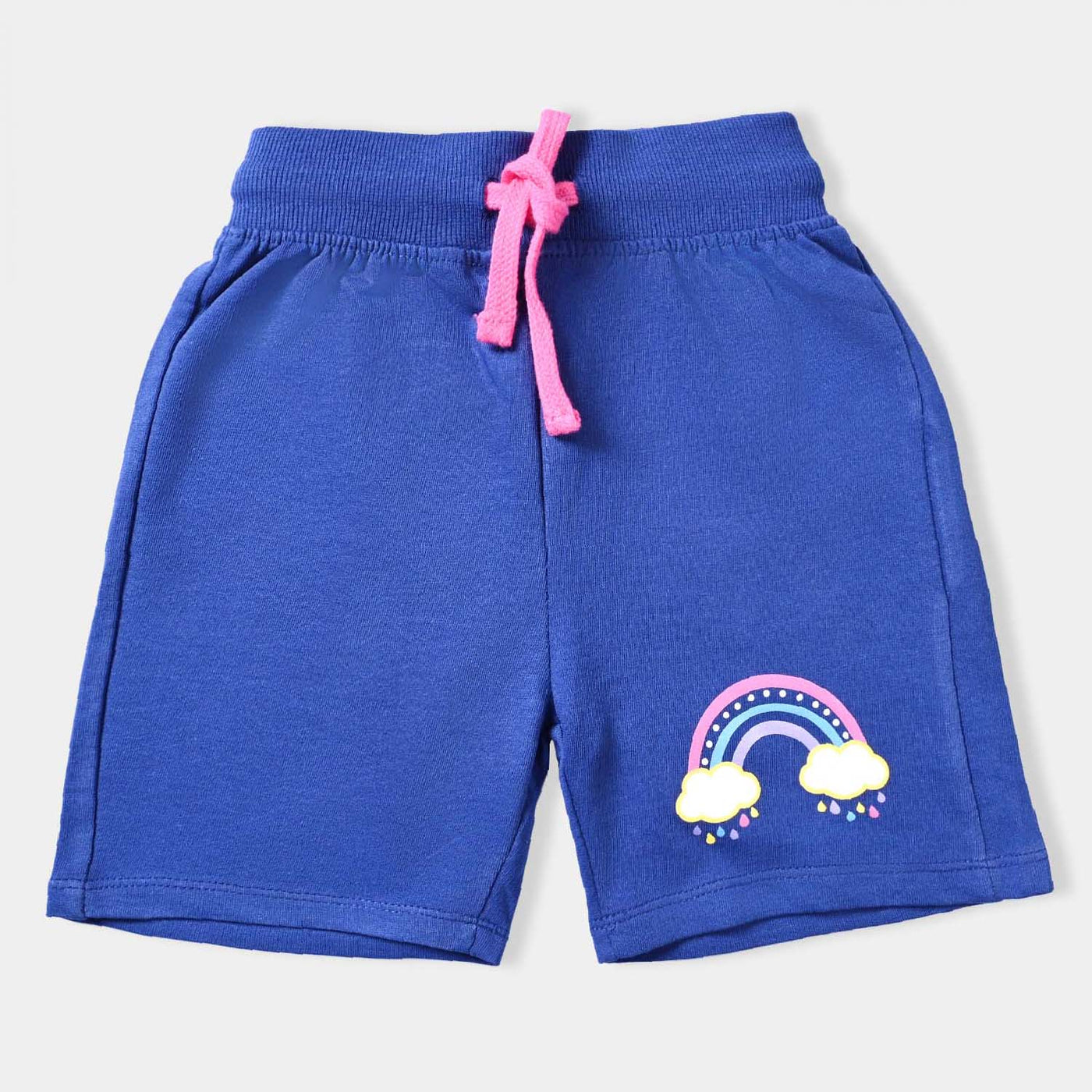 Infant Girls Cotton Terry Knitted Short Rainbow-N.Peony