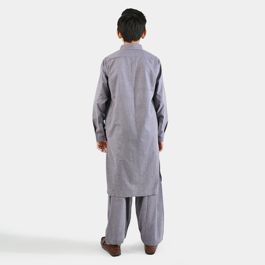 Boys Poly Viscose Suit (Contrast Stitch)-GREY