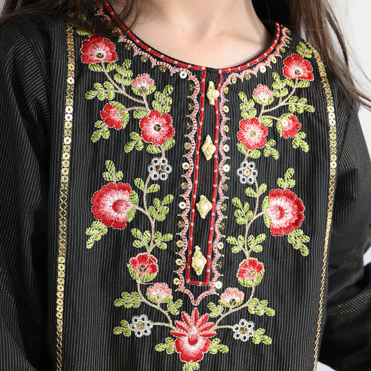 Girls Jacquard 3Pcs Nazreen-BLACK