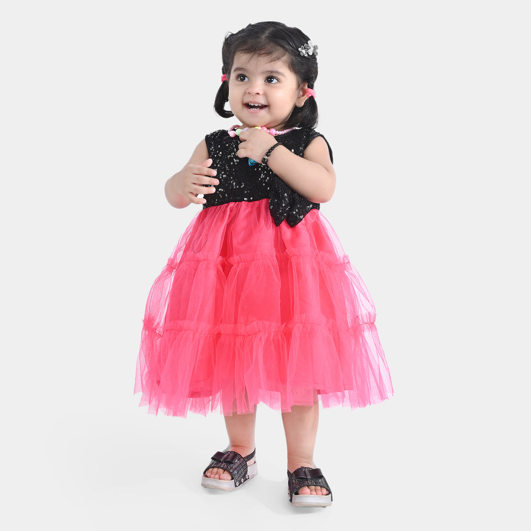 Infant Girls Net Fancy Frock Little Angel-B/H Pink