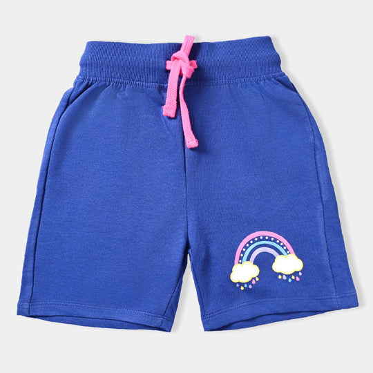 Girls Cotton Terry Short Rainbow-N.Peony