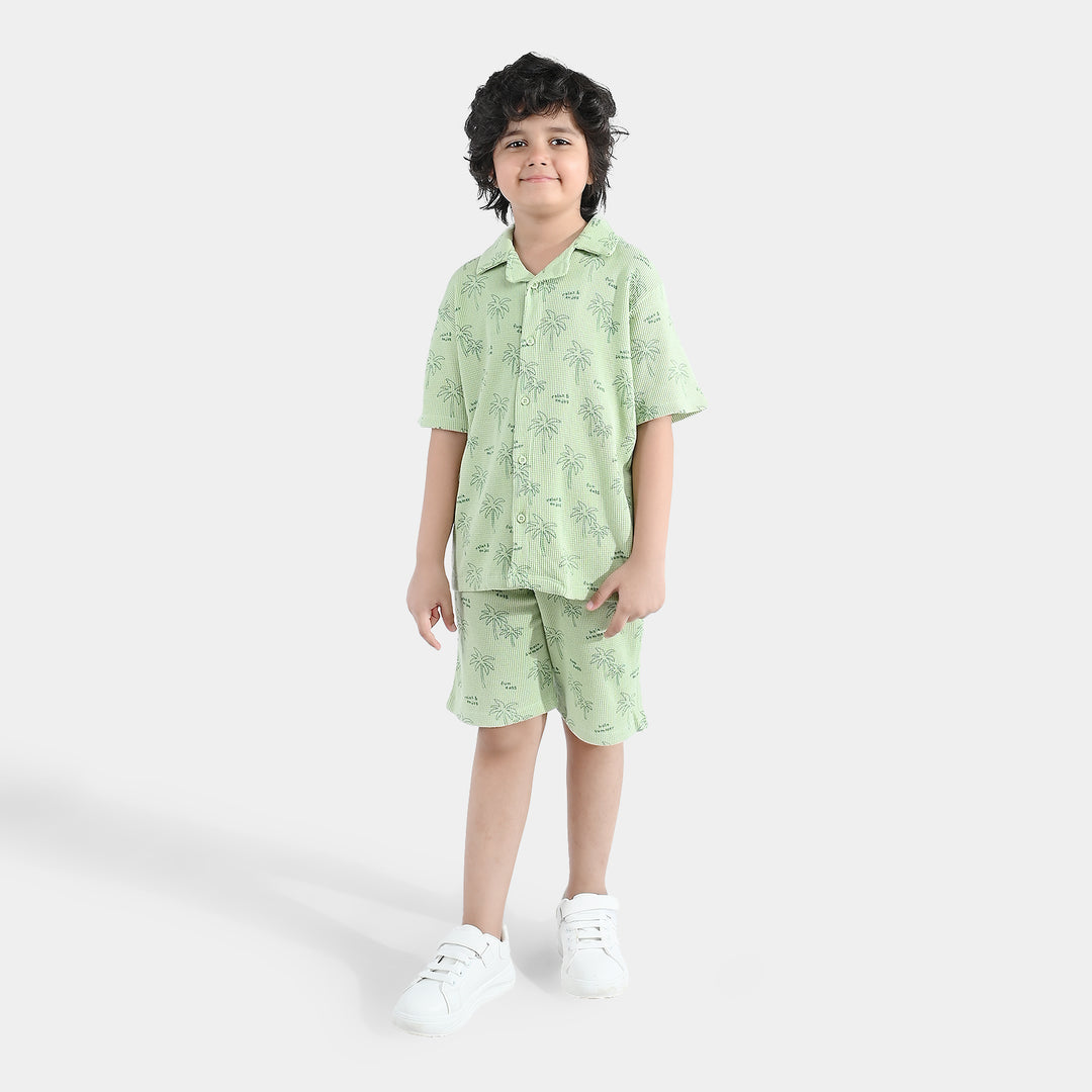 Boys Thermal 2 Piece Suit Palm Tree- Green