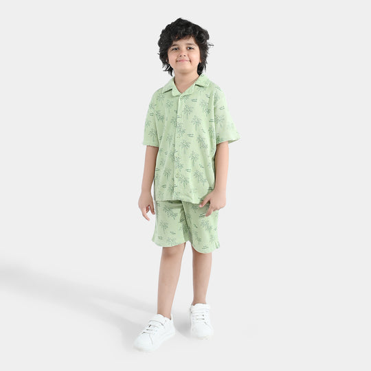 Boys Thermal 2 Piece Suit Palm Tree- Green