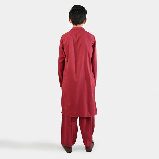 Boys Cotton Poplin Suit (Metal Stud)-MAROON
