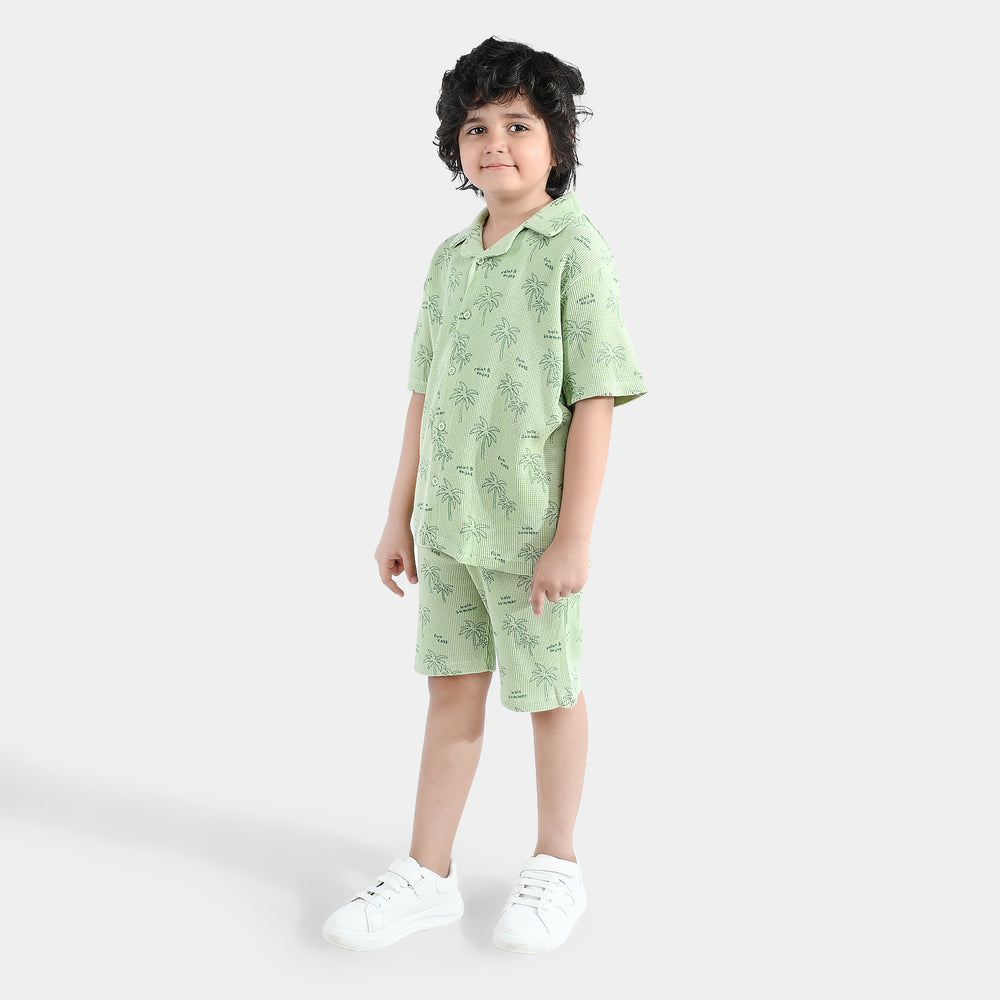 Boys Thermal 2 Piece Suit Palm Tree- Green