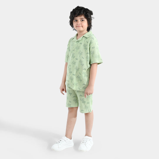 Boys Thermal 2 Piece Suit Palm Tree- Green