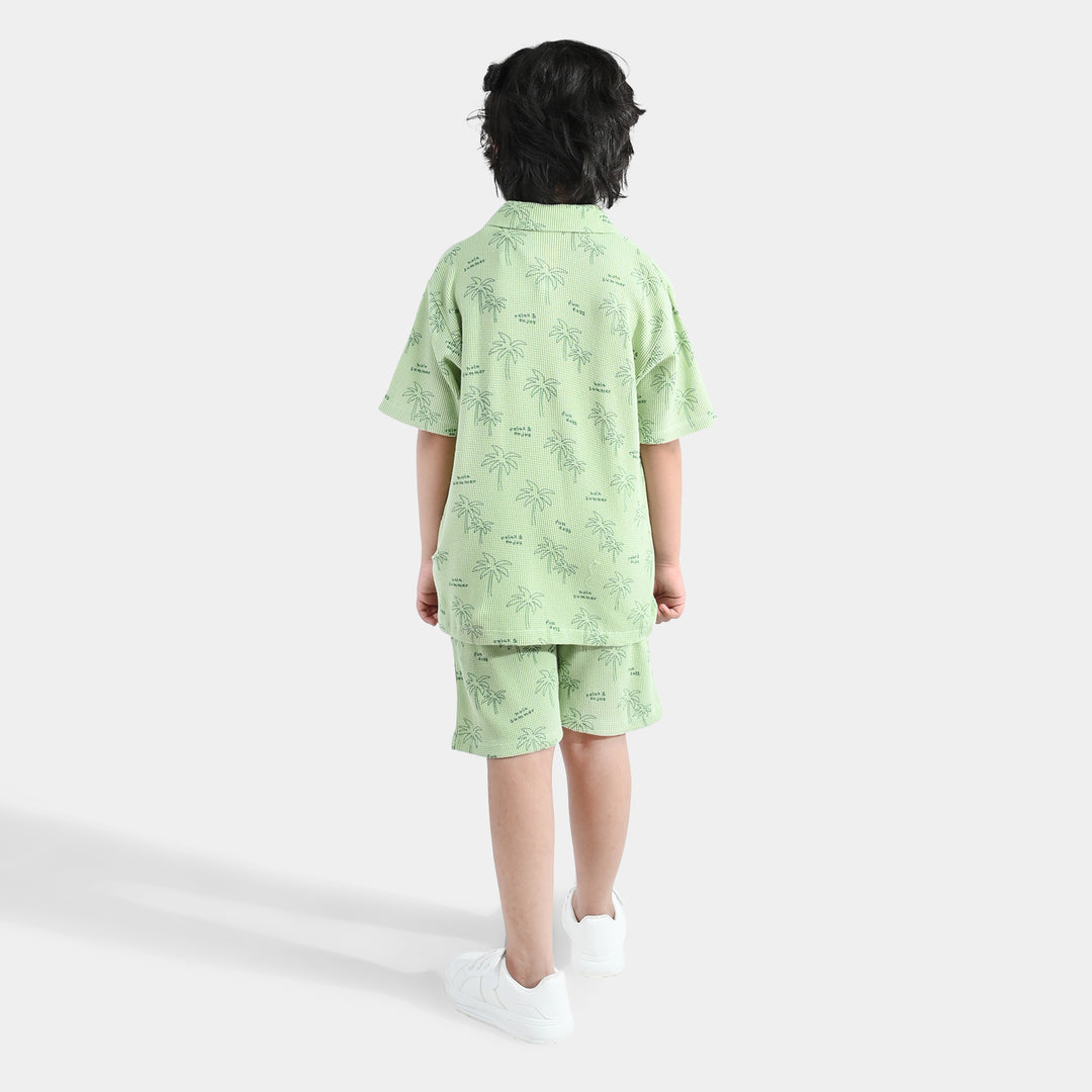 Boys Thermal 2 Piece Suit Palm Tree- Green