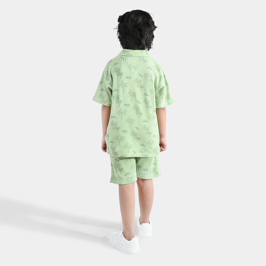 Boys Thermal 2 Piece Suit Palm Tree- Green