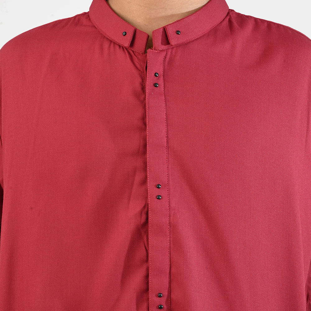 Boys Cotton Poplin Suit (Metal Stud)-MAROON