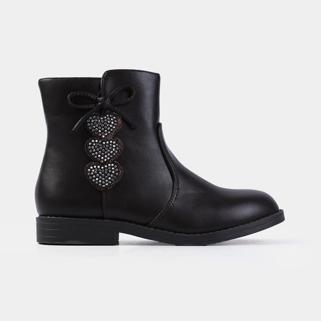 Girls Boots 1608-18-COFFEE