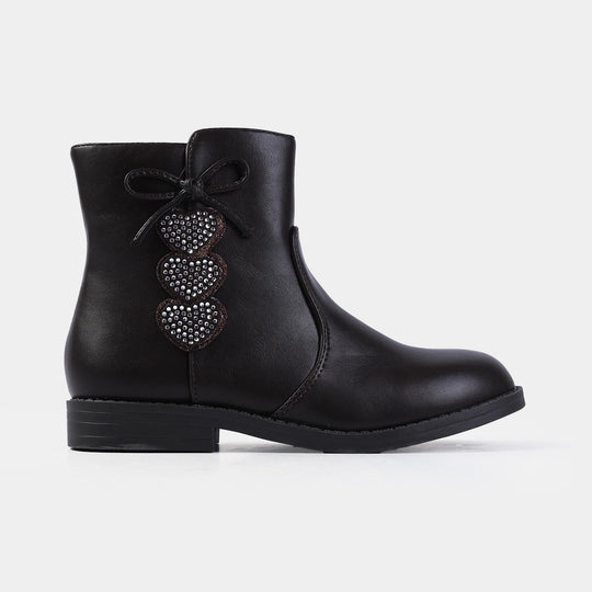 Girls Boots 1608-18-COFFEE