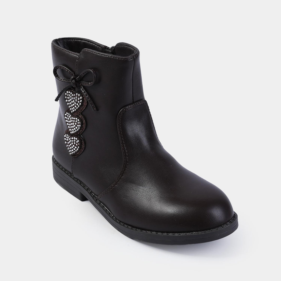 Girls Boots 1608-18-COFFEE