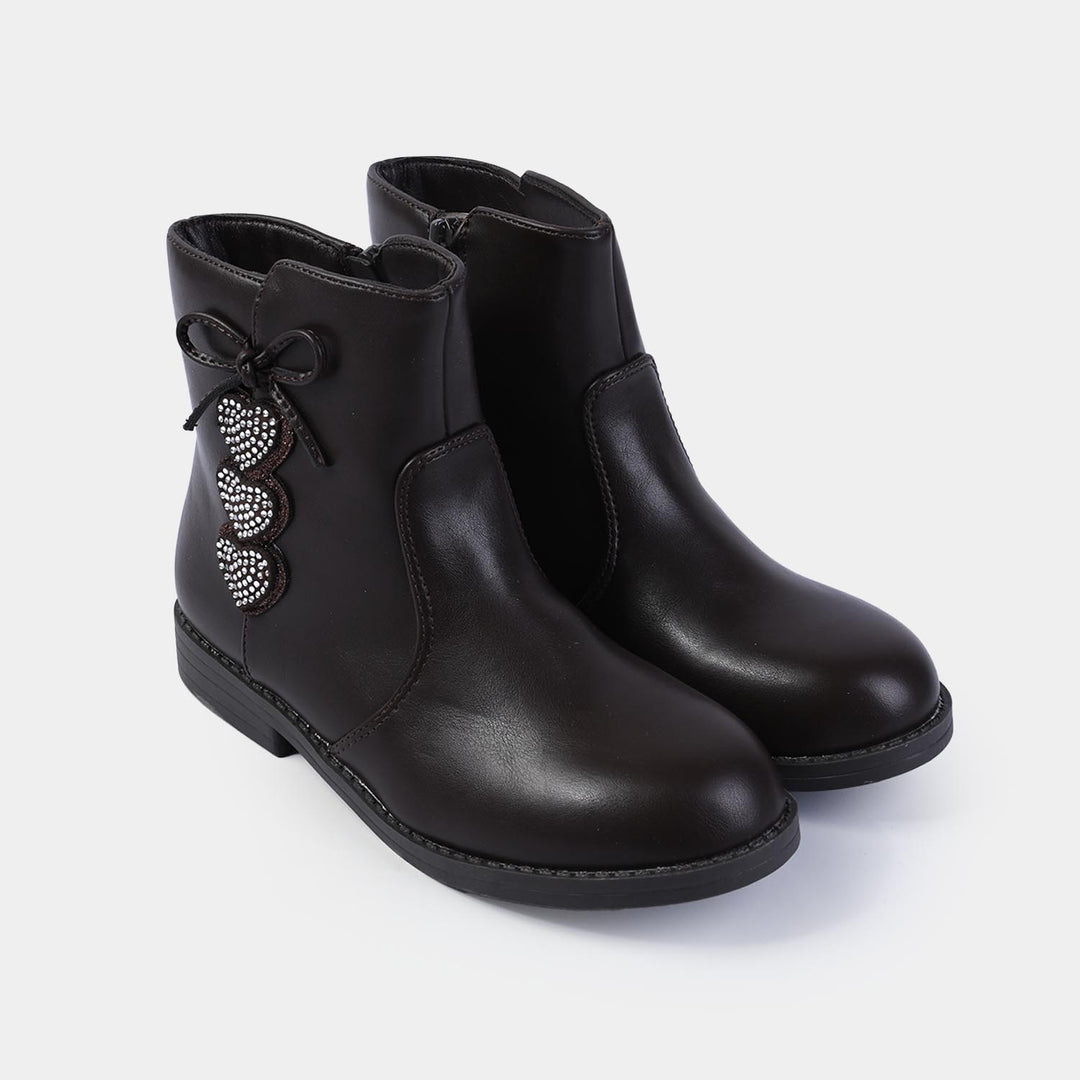 Girls Boots 1608-18-COFFEE