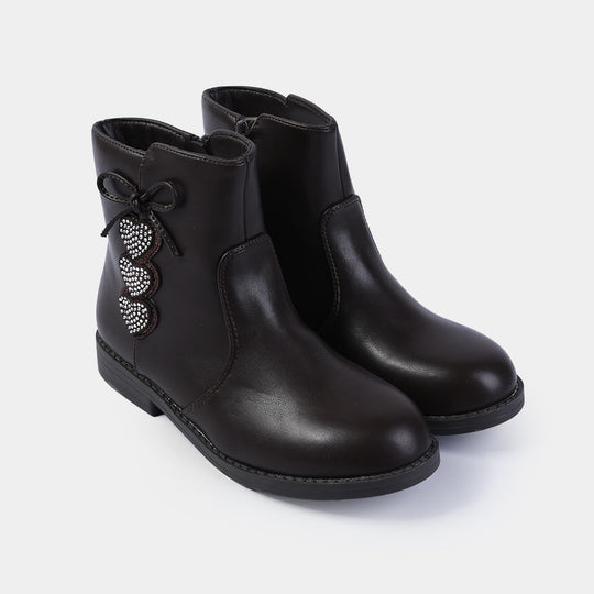 Girls Boots 1608-18-COFFEE