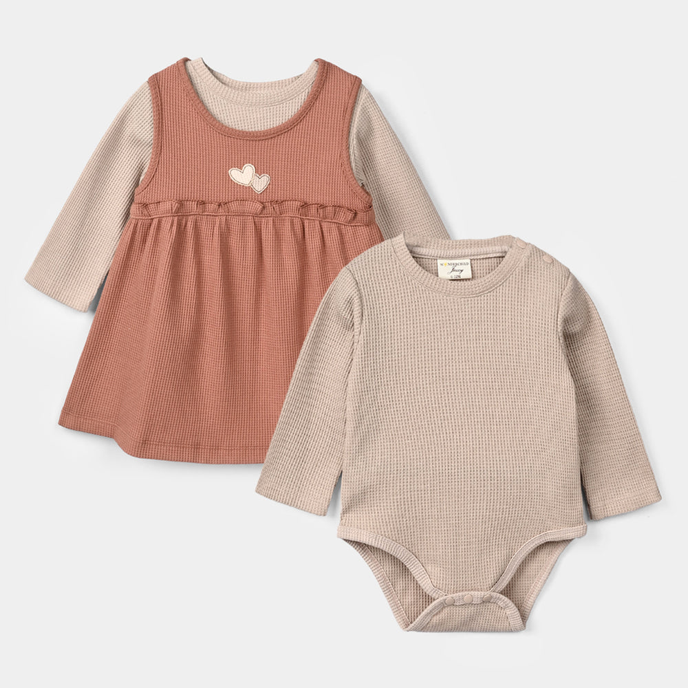 Infant Girls Cotton Interlock Knitted Suit 319 - 080- Brown