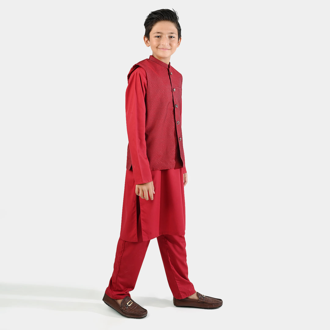 Boys Poly Viscose 3Piece Suit (RHYTHMIC)-RED