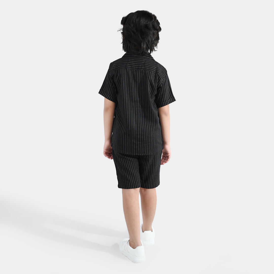 Boys Yarn Dyed Woven Suit Fun Day Ahead - BLACK