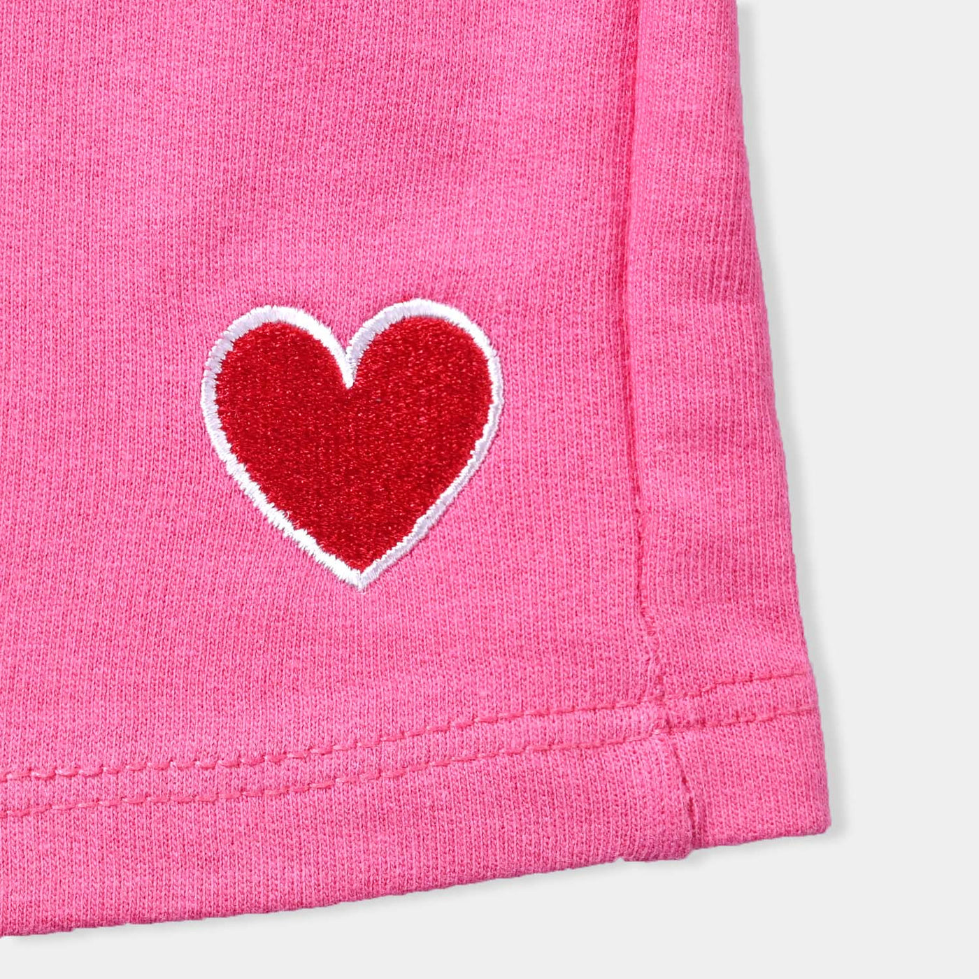 Girls Cotton Terry Short Heart-Hot Pink