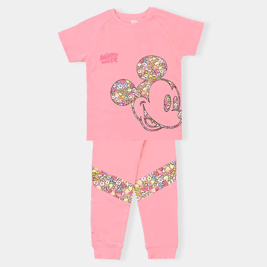 Girls Jersey/Terry 2 Piece Suit-Candy Pink