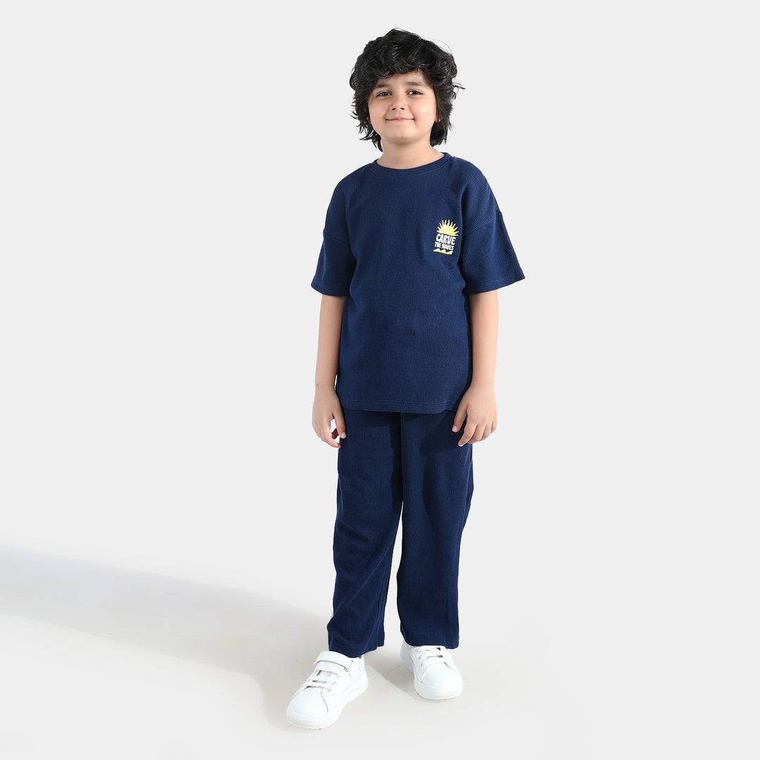 Boys Thermal 2 Piece Suit Carve The Waves-NAVY