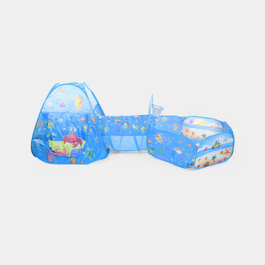 Children 3-in-1 Ocean Theme Pop-Up Play Tent & Tunnel Set