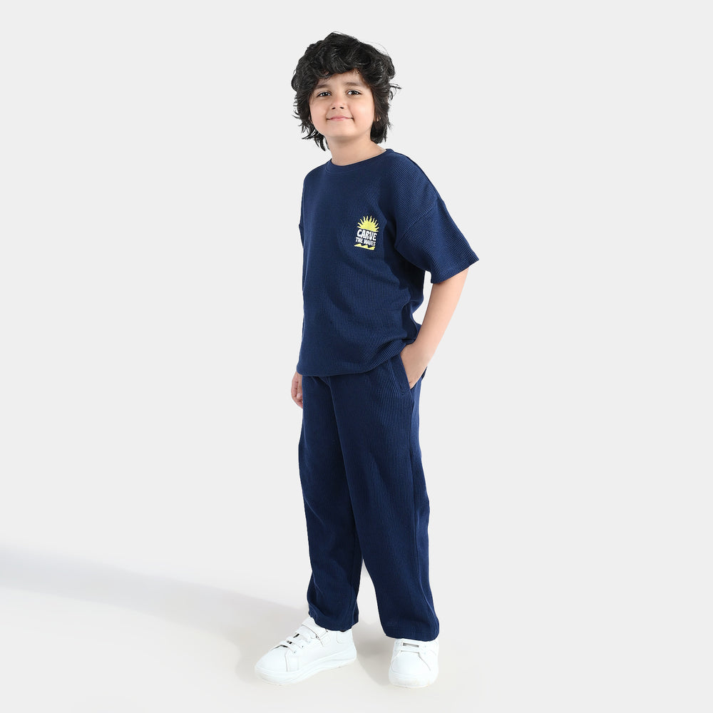 Boys Thermal 2 Piece Suit Carve The Waves-NAVY