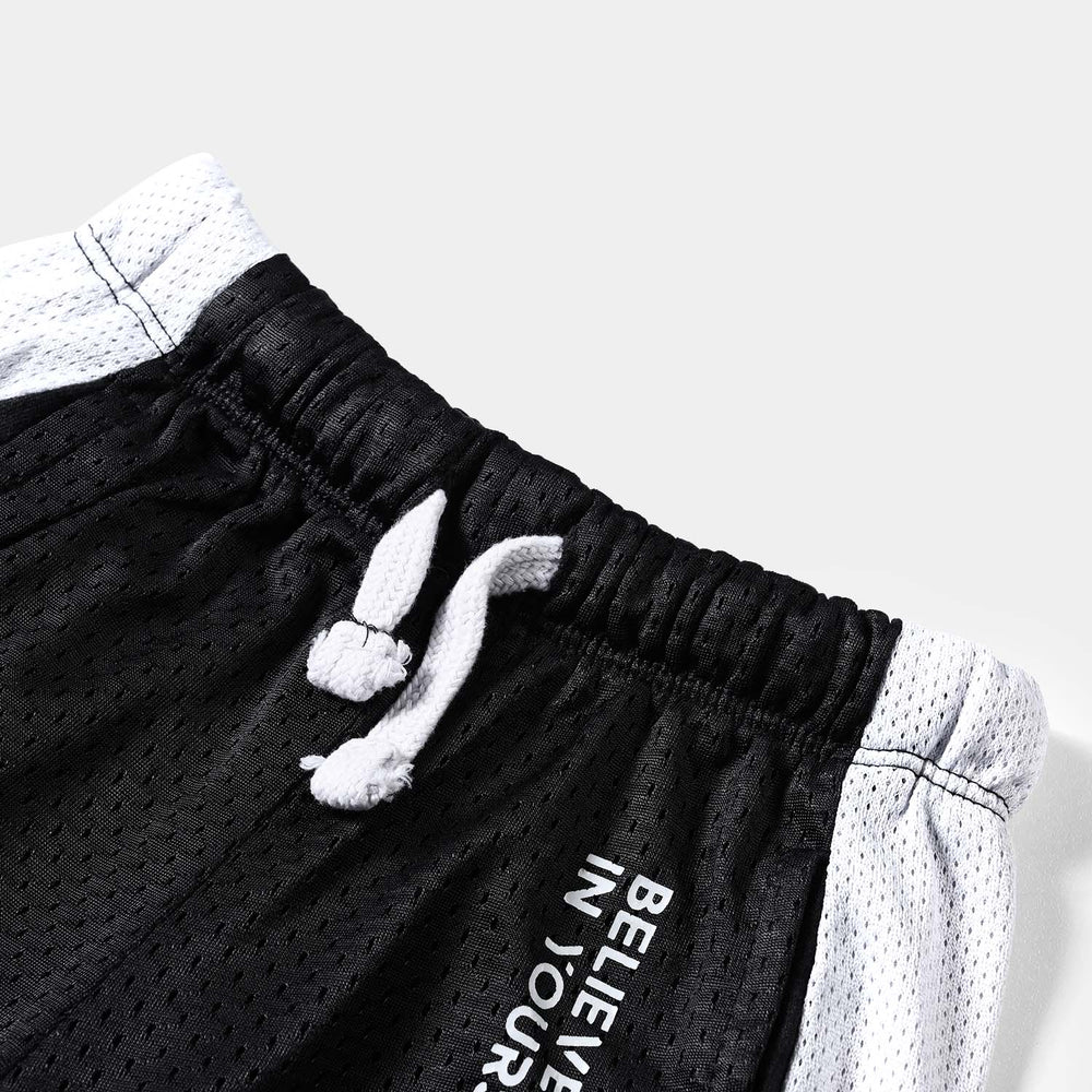 Boys Knitted Cotton Terry Short Belive In yourself-BLACK