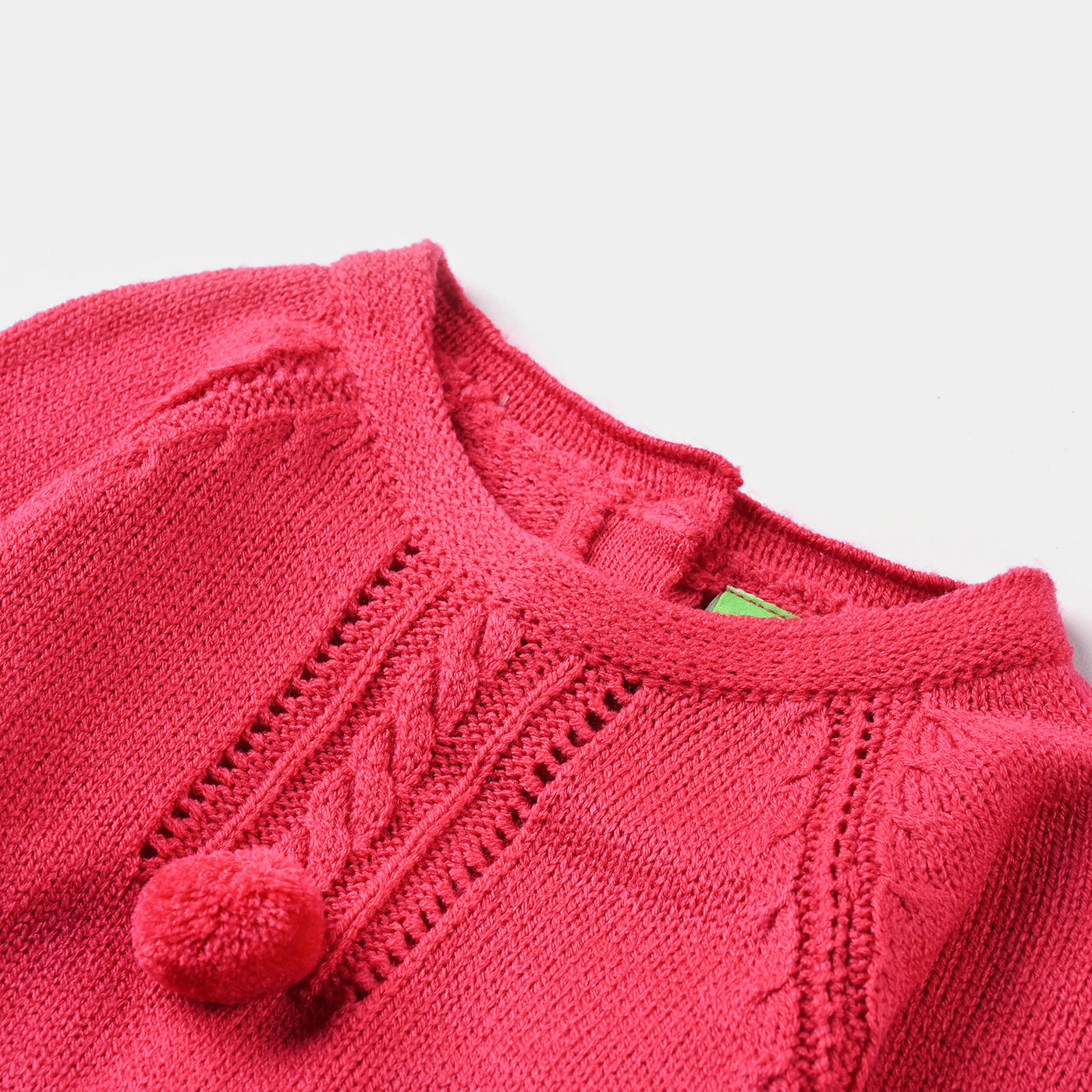 Infant Girls Sweater Knit Suit W/Cap Open Knit-IGCS 005-Hot Pink