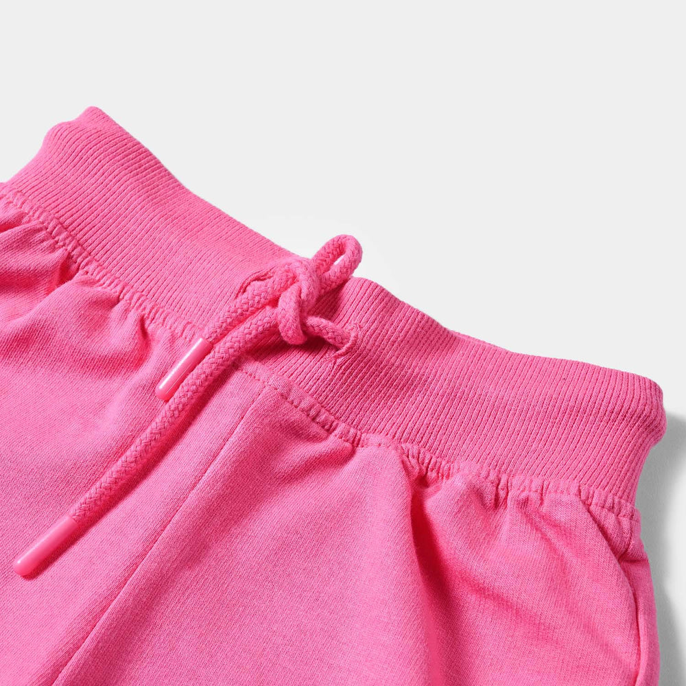 Infant Girls Cotton Terry Knitted Short Heart-Hot Pink