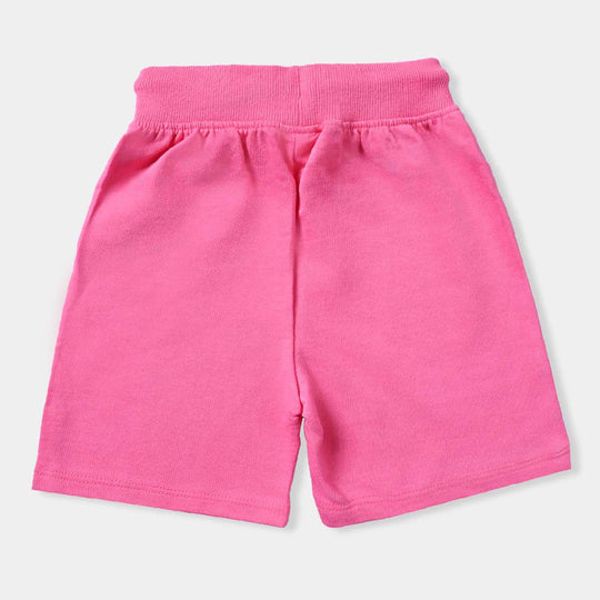 Infant Girls Cotton Terry Knitted Short Heart-Hot Pink