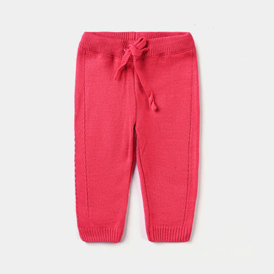 Infant Girls Sweater Knit Suit W/Cap Open Knit-IGCS 005-Hot Pink