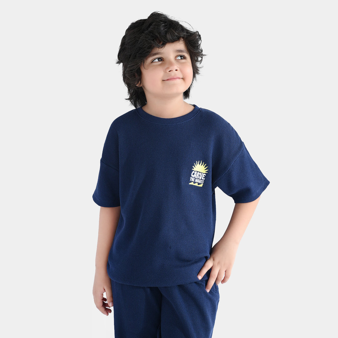 Boys Thermal 2 Piece Suit Carve The Waves-NAVY