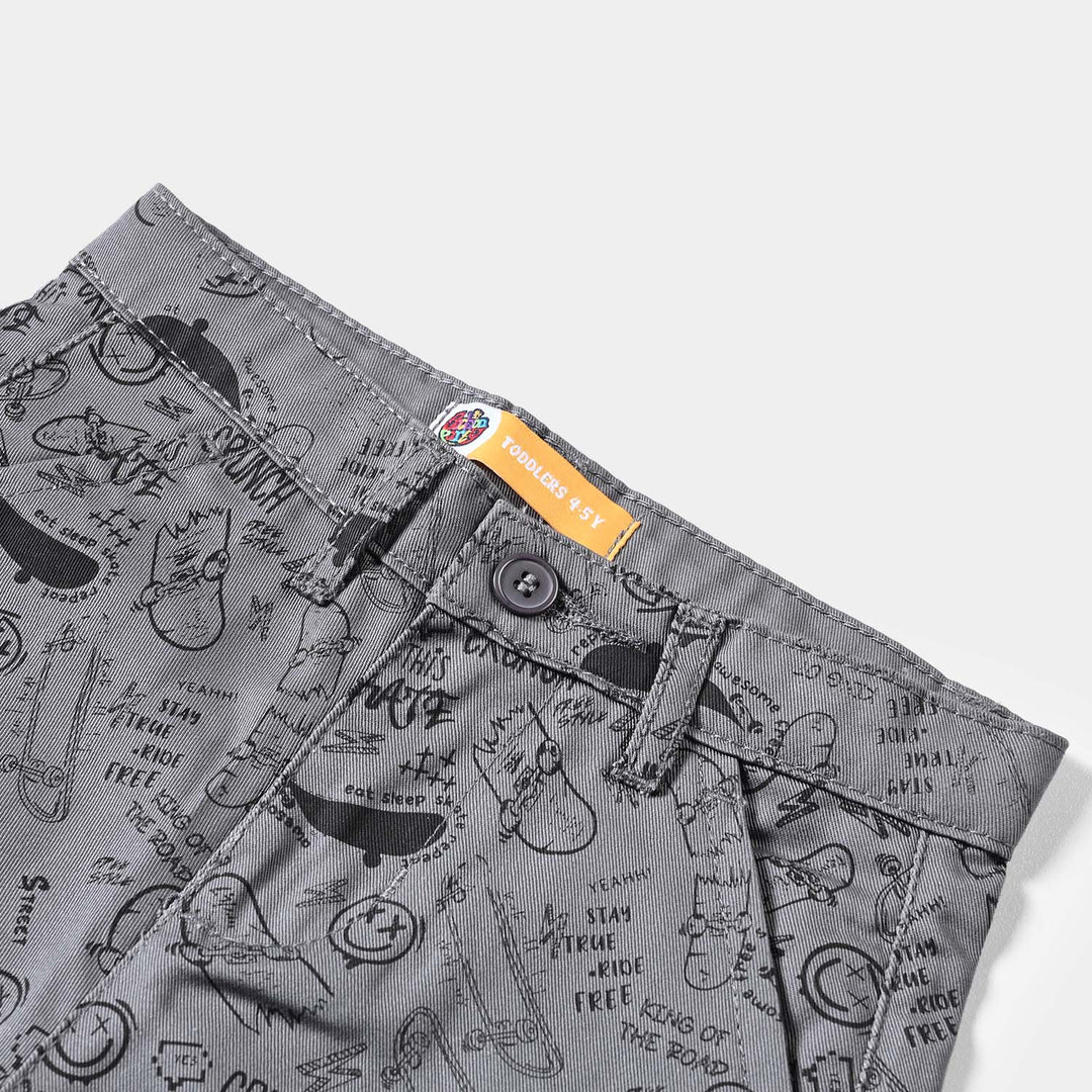 Boys Cotton Short Skate-Smoke Grey