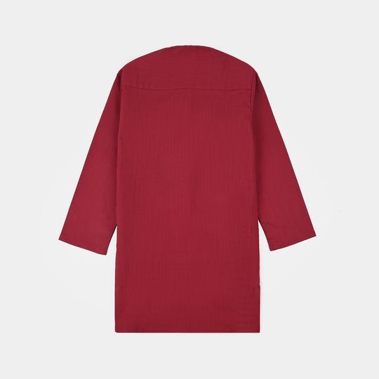 Boys Cotton Slub Printed Kurta (Rio Red)