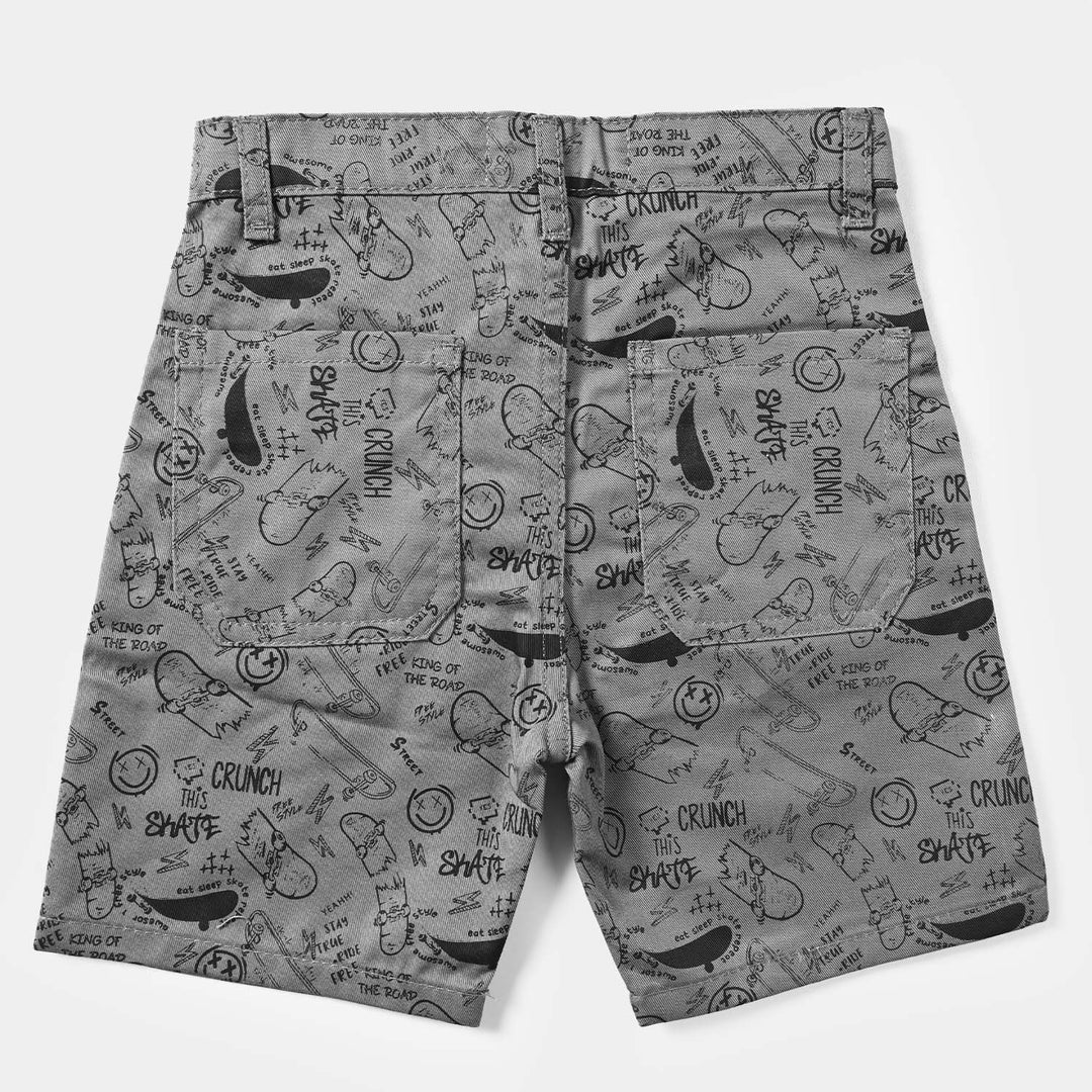 Boys Cotton Short Skate-Smoke Grey