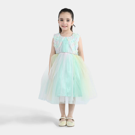 Girls Net Fancy Frock Princess-Multi