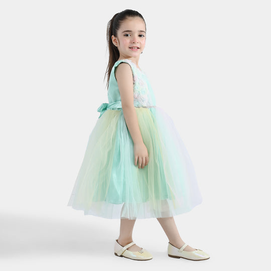Girls Net Fancy Frock Princess-Multi