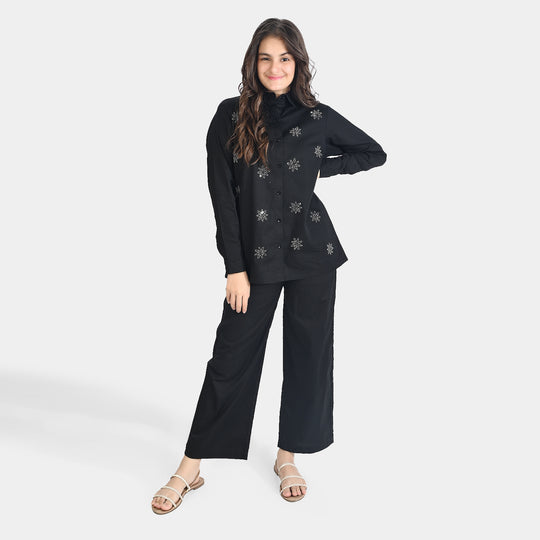 Teen Girls Cotton Co-Set-BLACK