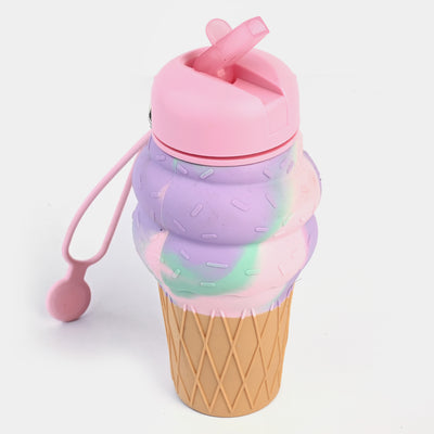 Silicone Foldable Ice-cream Cone Water Bottle For Kids