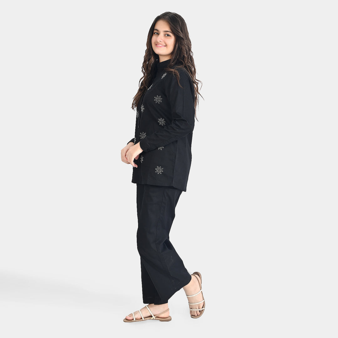 Teen Girls Cotton Co-Set-BLACK