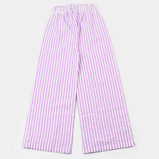 Girls Cotton Pant Lilac-L.Stripe