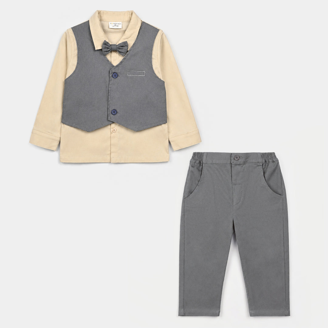 Boys Cotton Interlock 3 - PC 320 - 030- Grey.Beige