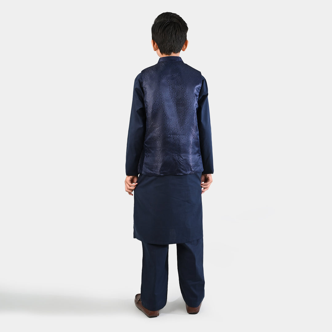 Boys Cotton Poplin 3 Piece Suit (Pageant Blue)-NAVY